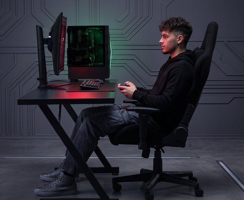 A gamer's desk running the Opera GX browser